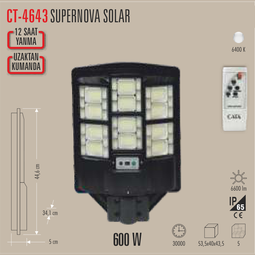 CATA Supernova Solar Sokak Lambası 600W