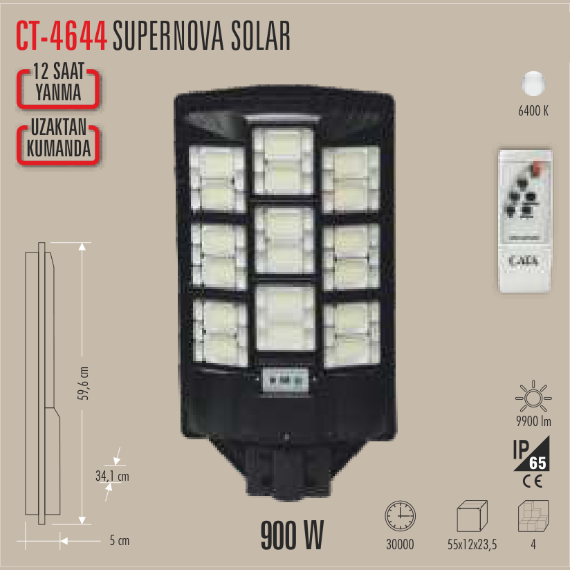 CATA Supernova Solar Sokak Lambası 900W