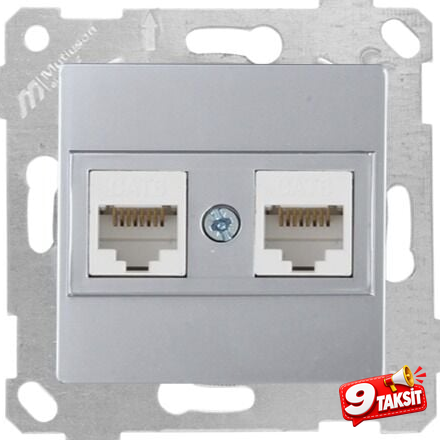 Mutlu San Rita MEK+TUŞ DATA PRİZİ 2*RJ45 (CAT6) İnox