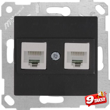 Mutlu San Rita MEK+TUŞ DATA PRİZİ 2*RJ45 (CAT6) Siyah