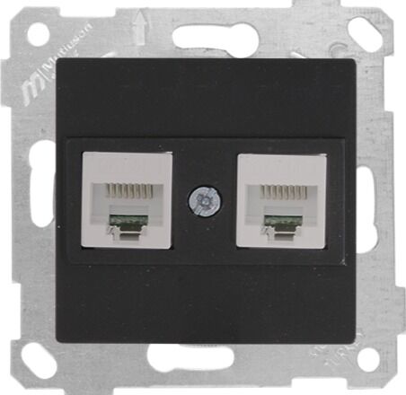 Mutlu San Rita MEK+TUŞ DATA PRİZİ 2*RJ45 (CAT6) Siyah