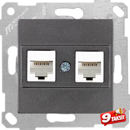 Mutlu San Rita MEK+TUŞ DATA PRİZİ 2*RJ45 (CAT6) Füme