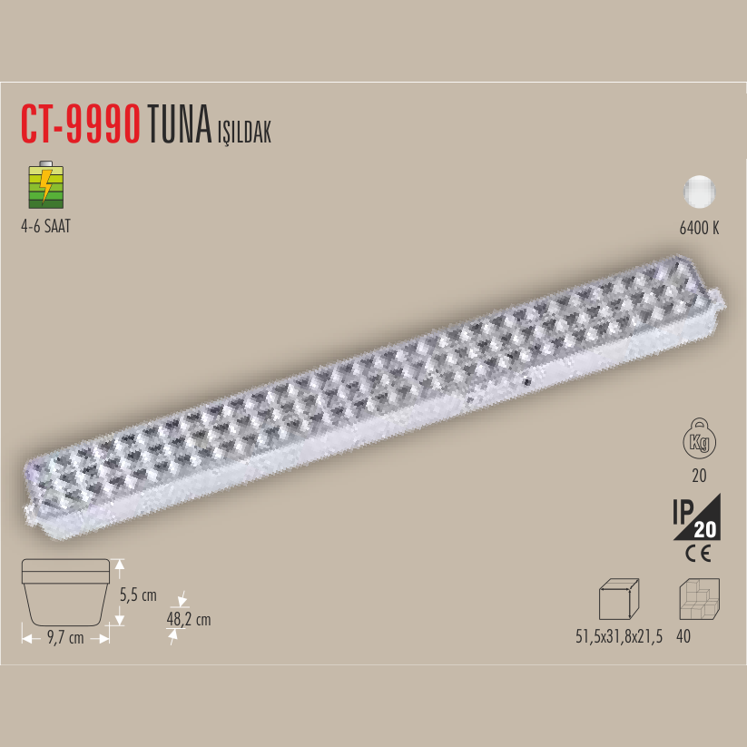 CATA Tuna Şarjlı LED Işıldak Çubuğu