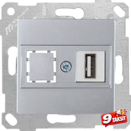 Mutlu San Rita MEK+TUŞ DATA PRİZİ 1*USB İnox