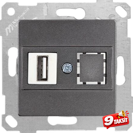 Mutlu San Rita MEK+TUŞ DATA PRİZİ 1*USB Füme