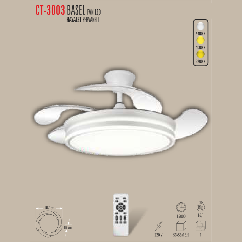 CATA Basel Fan Led (Hayalet Pervaneli)