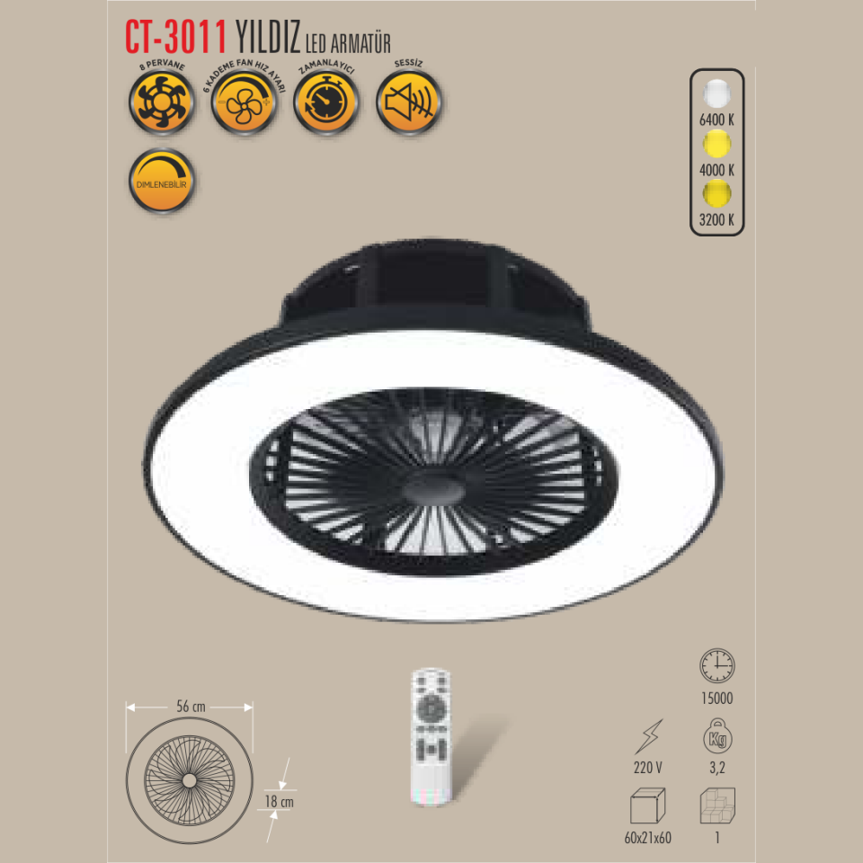 CATA Yıldız Led Fan Armatürü