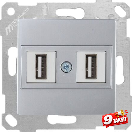 Mutlu San Rita MEK+TUŞ DATA PRİZİ 2*USB İnox