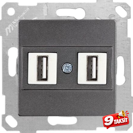 Mutlu San Rita MEK+TUŞ DATA PRİZİ 2*USB Füme