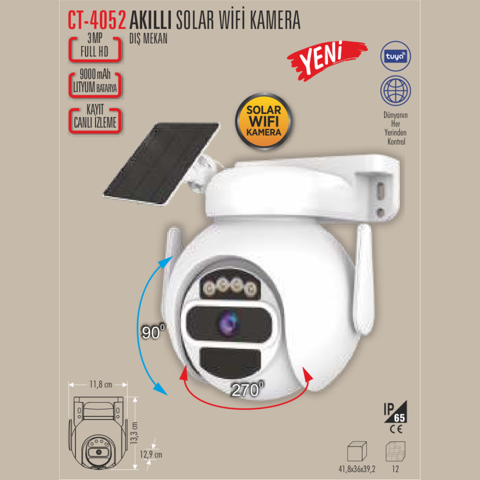 CATA Akıllı Solar Wifi Kamera (Dış Mekan)