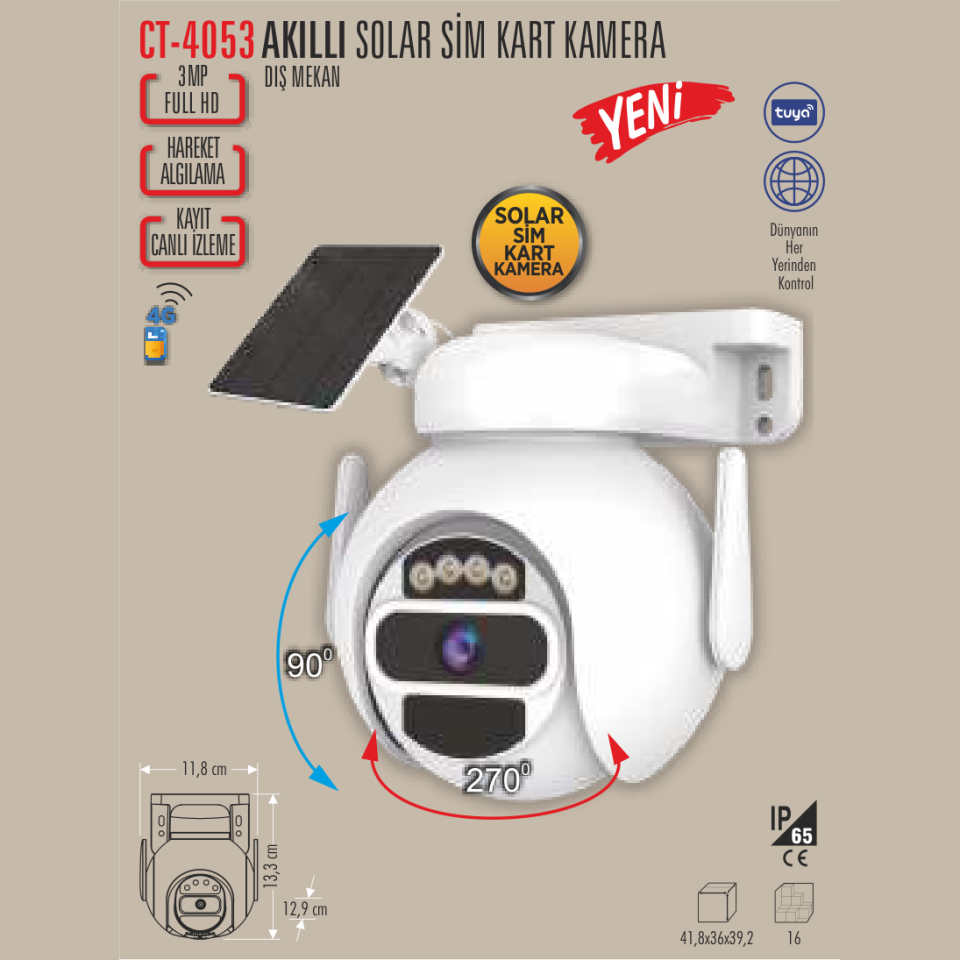 CATA Akıllı Solar Sim Kart Kamera (Dış Mekan)