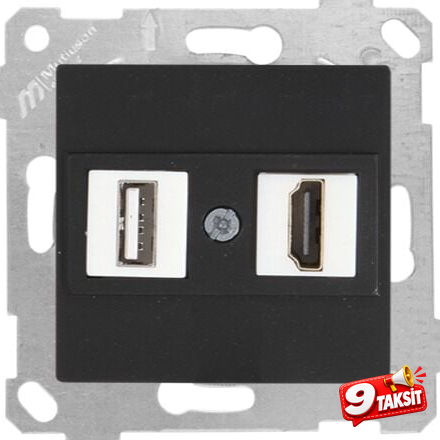 Mutlu San Rita MEK+TUŞ DATA PRİZİ 1*USB/1*HDMI Siyah