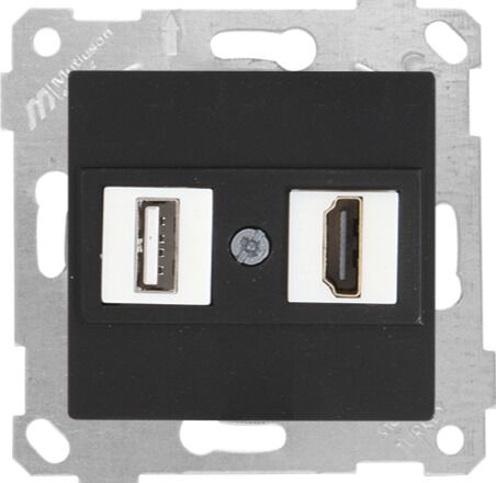 Mutlu San Rita MEK+TUŞ DATA PRİZİ 1*USB/1*HDMI Siyah