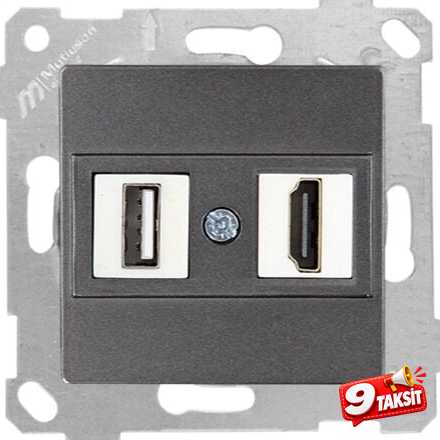 Mutlu San Rita MEK+TUŞ DATA PRİZİ 1*USB/1*HDMI Füme