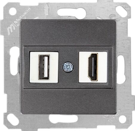 Mutlu San Rita MEK+TUŞ DATA PRİZİ 1*USB/1*HDMI Füme