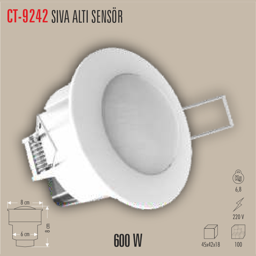 CATA Sıva Altı Hareket Sensörü (Gömme)