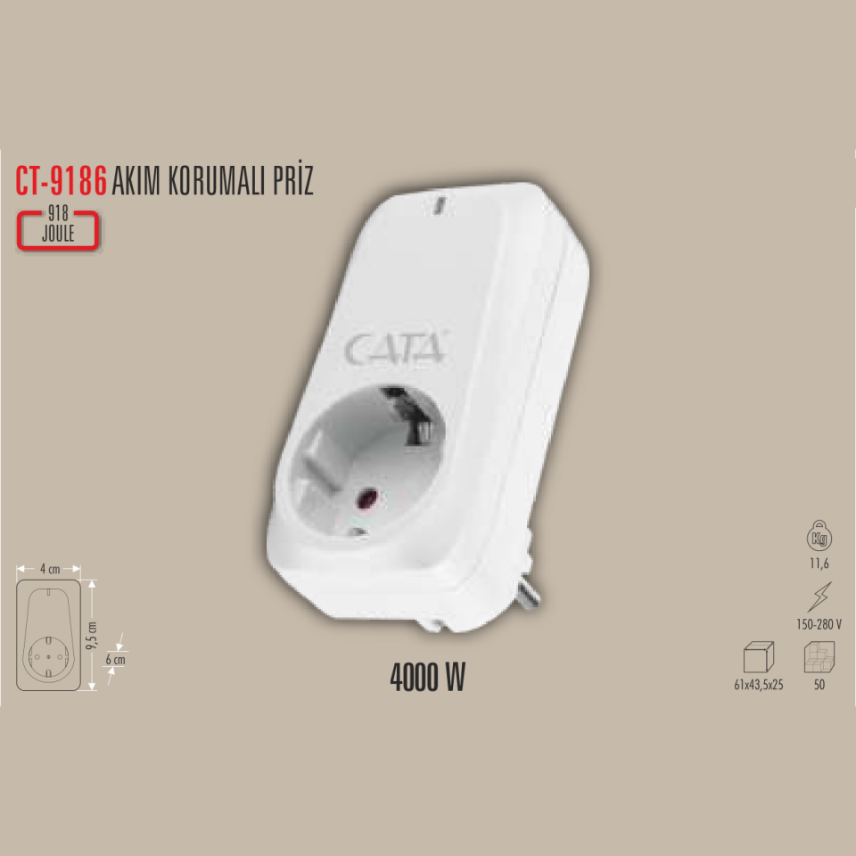 CATA Akım Korumalı Priz (918 Joule)
