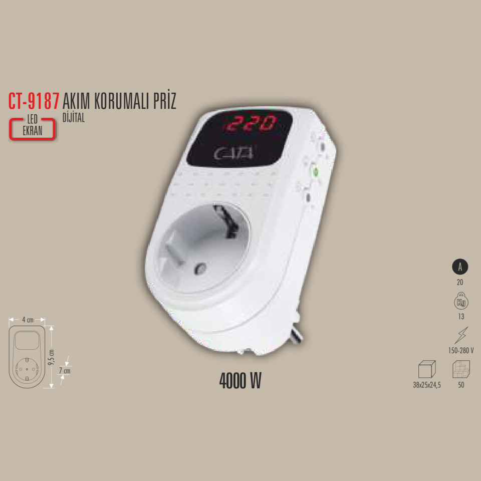 CATA Dijital Akım Korumalı Priz (Akım Korumalı Prizler) - Kullanım Görseli