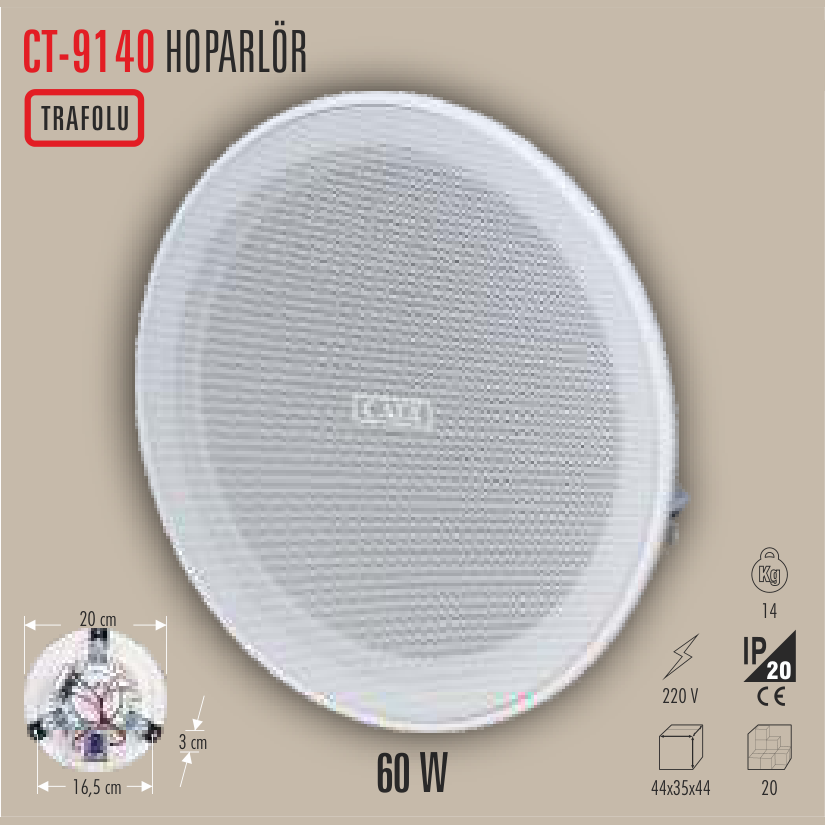 CATA Tavan Hoparlörü (60W, Trafolu)