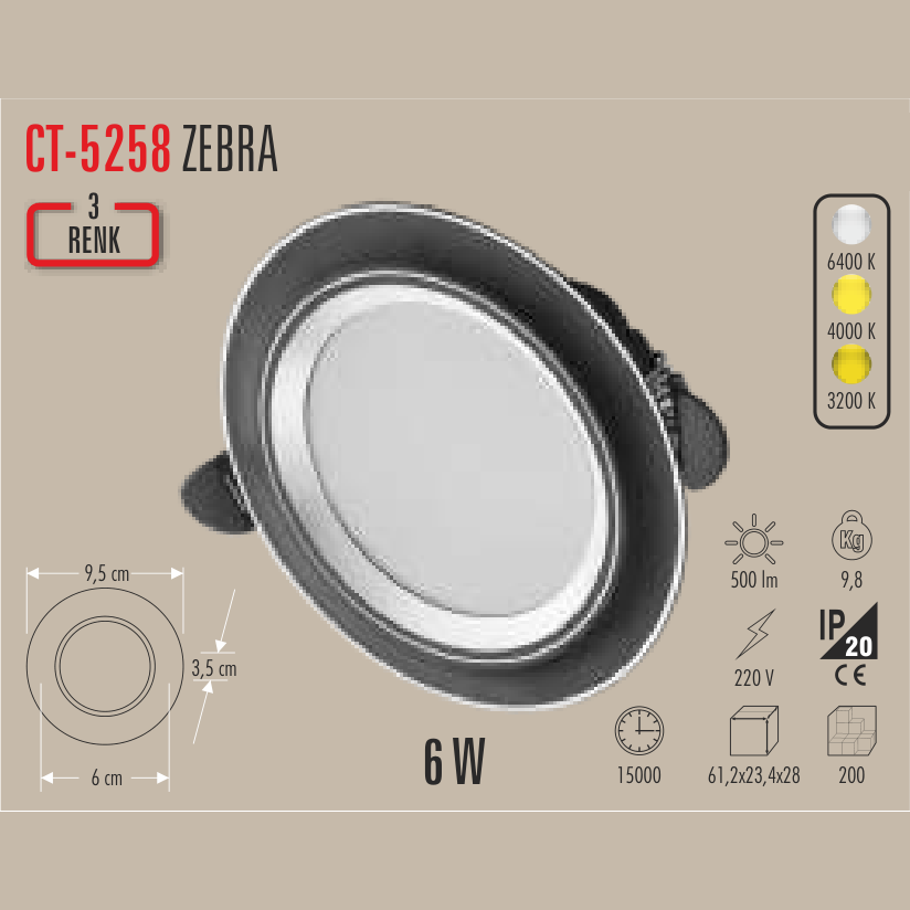 CATA Zebra LED Spot Siyah (3 Renk) (LED Spot) - Kullanım Görseli