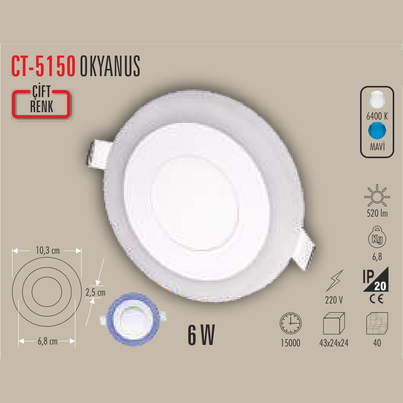 CATA Okyanus LED Spot (Çift Renk)