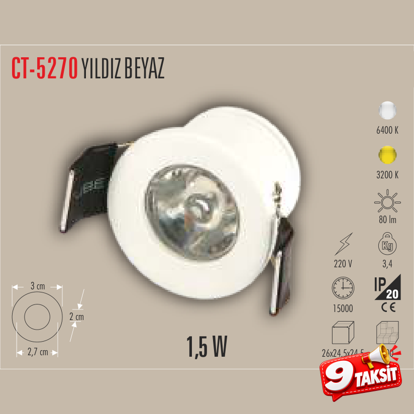 CATA Yıldız LED Spot Beyaz (LED Spot) - Ürün Görseli