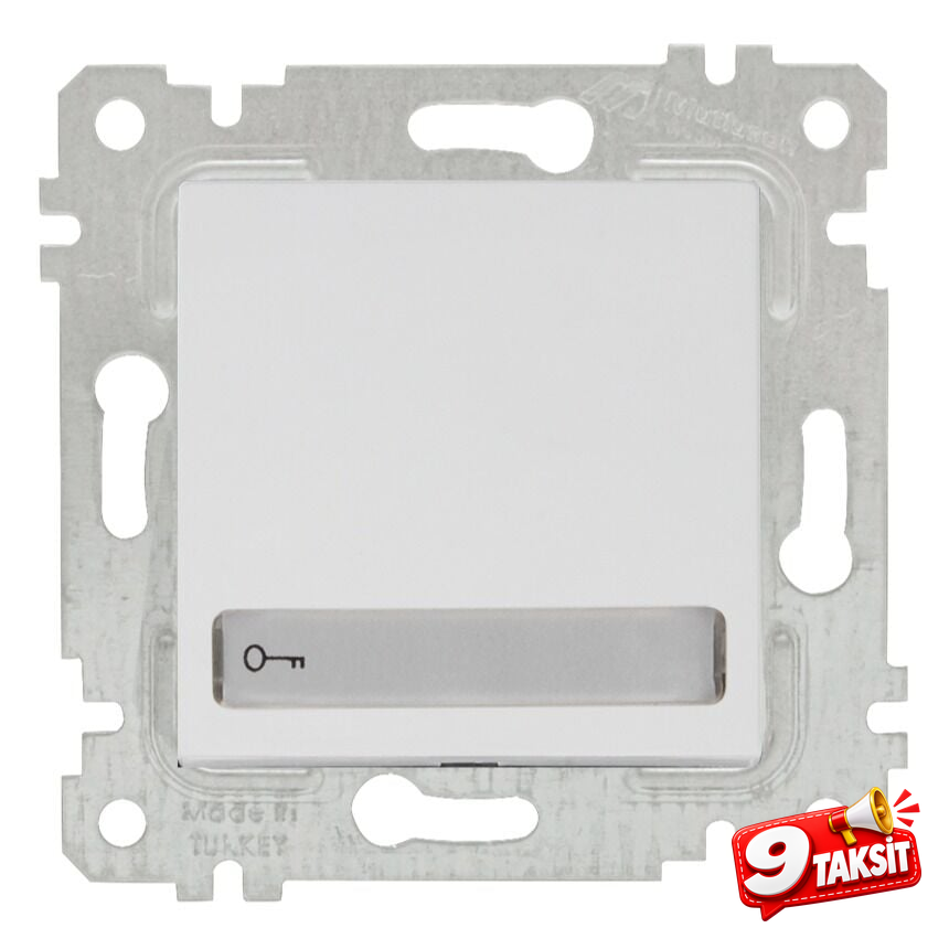 Mutlu San Rita MEK+TUŞ IŞIKLI ETİK. ANAHTAR (220V)(VİDALI)