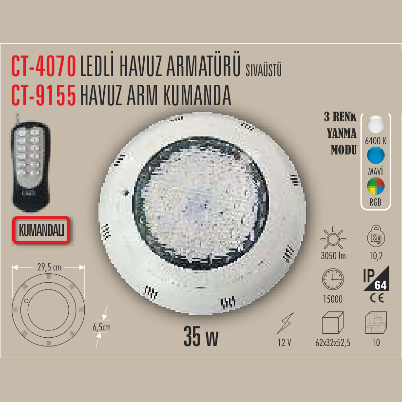 CATA Ledli Havuz Armatürü (Sıva Üstü) (Havuz Armatürü) - Kullanım Görseli