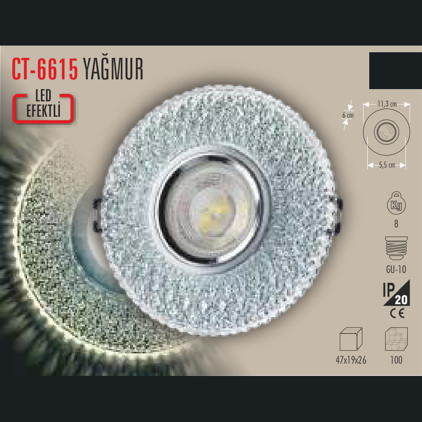 CATA Yağmur Led Efektli Cam Spot
