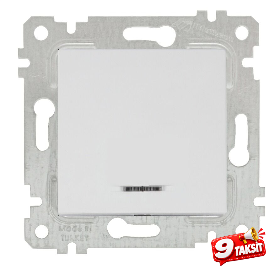 Mutlu San Rita MEK+TUŞ IŞIKLI ANAHTAR (220V) (KLİPSLİ)