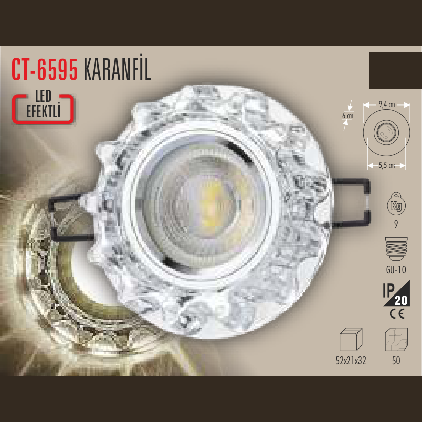 CATA Karanfil Led Efektli Cam Spot