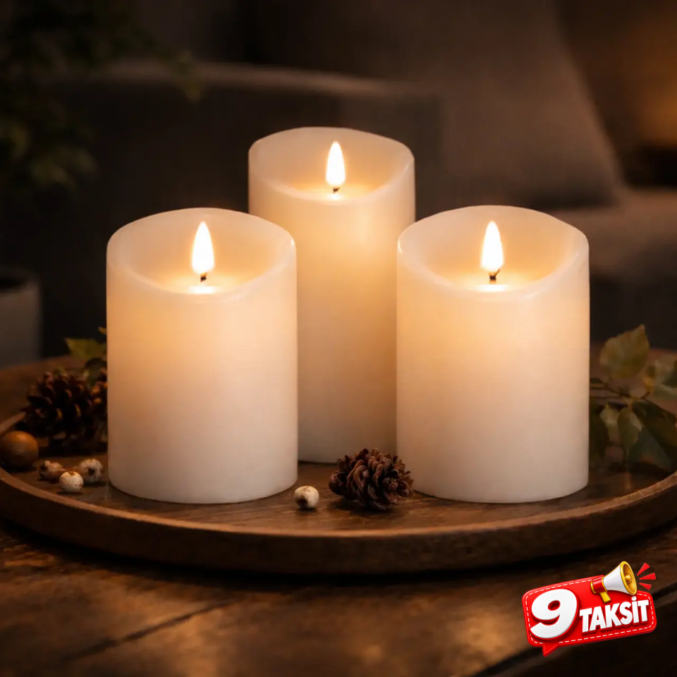 CATA Prag 3'lü Şarjlı Mum Set