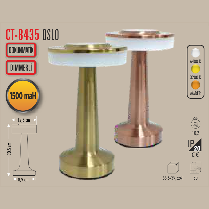 CATA Oslo Şarjlı Masa Lambası