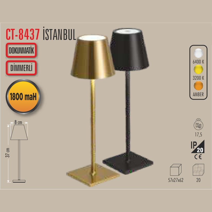 CATA İstanbul Şarjlı Masa Lambası