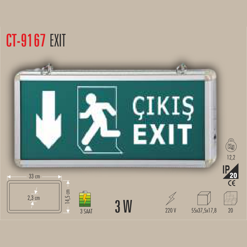 CATA Exit Yönlendirme Tabelası (Aşağı Ok)