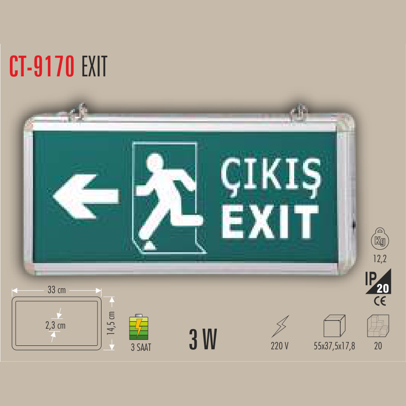 CATA Exit Yönlendirme Tabelası (Sol Ok)