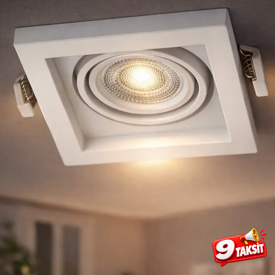 CATA Pars LED Spot Kasası (Beyaz-Siyah, Kare) (LED Spot) - Ürün Görseli