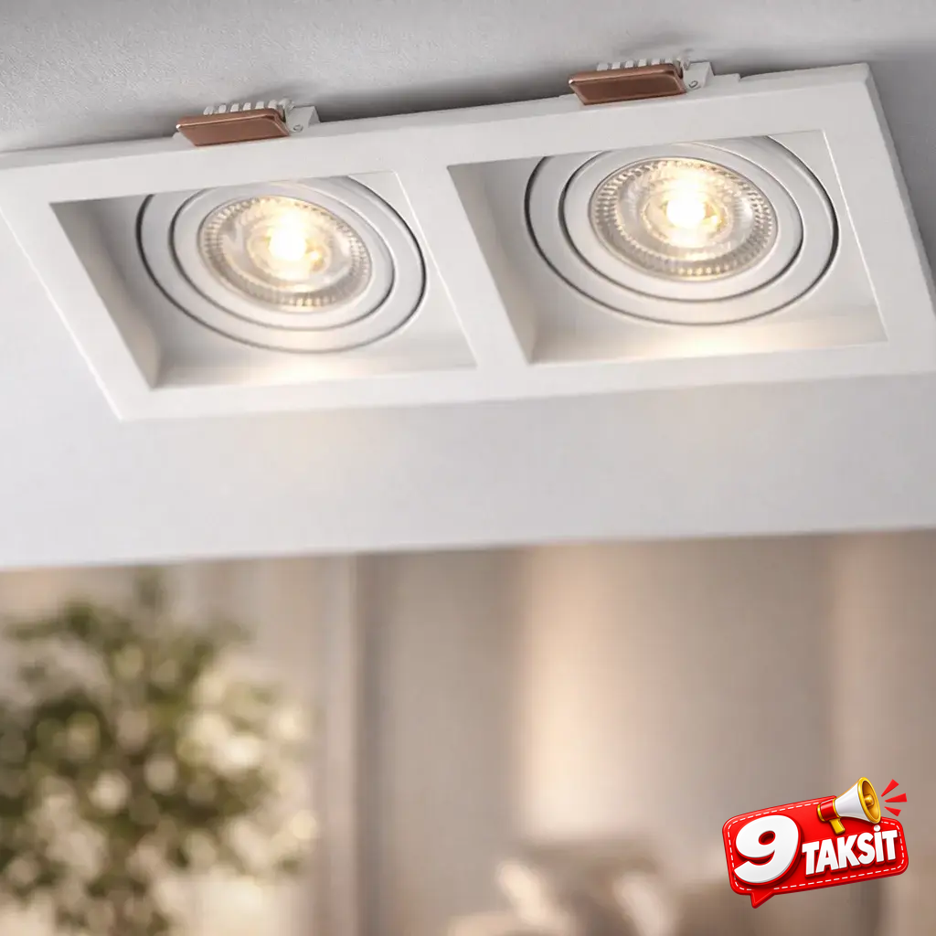 CATA Pars İkili LED Spot Kasası (Beyaz-Siyah)