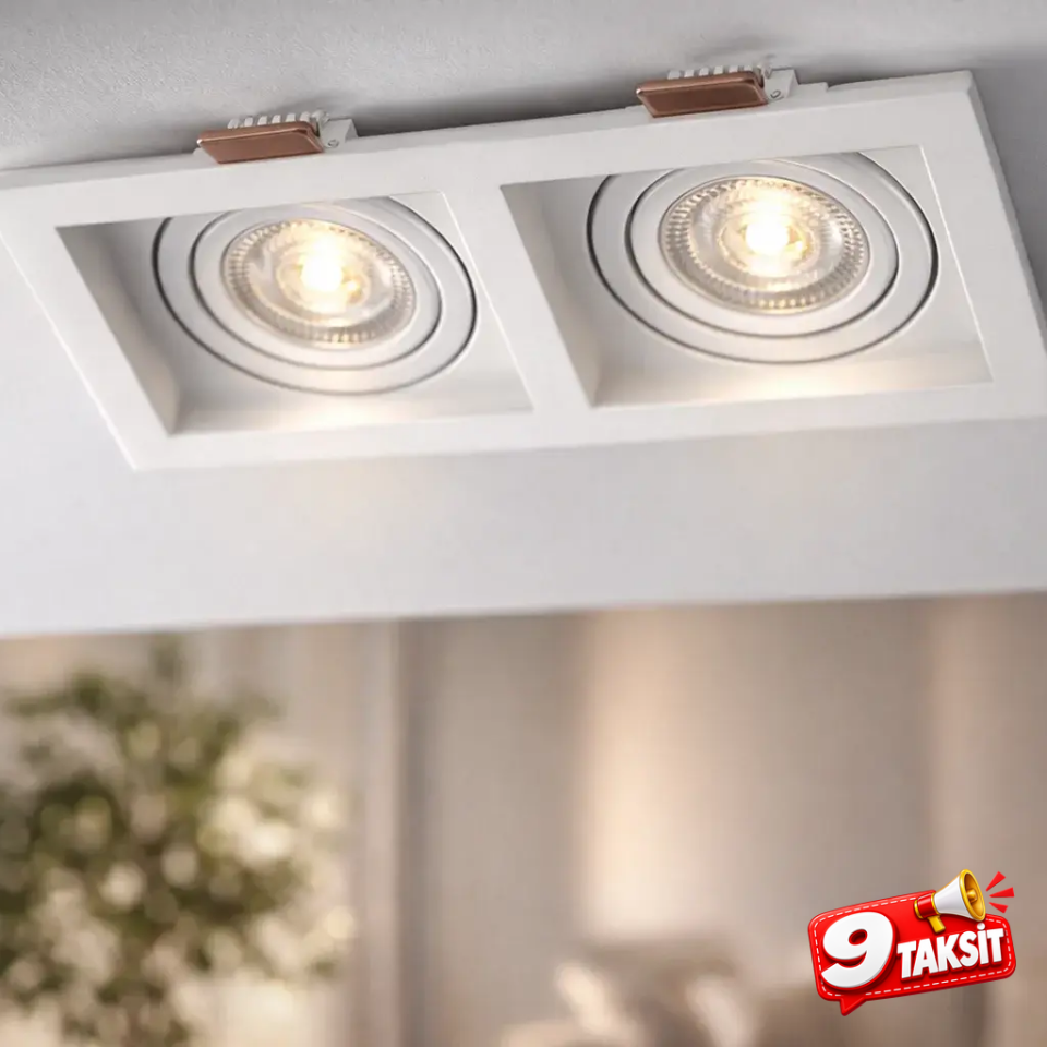 CATA Pars İkili LED Spot Kasası (Beyaz-Siyah) (LED Spot) - Ürün Görseli