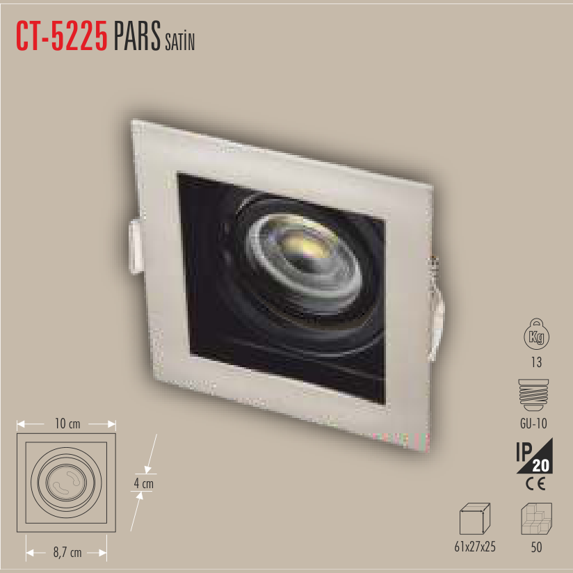 CATA Pars LED Spot Kasası Satin (Kare) (LED Spot) - Kullanım Görseli