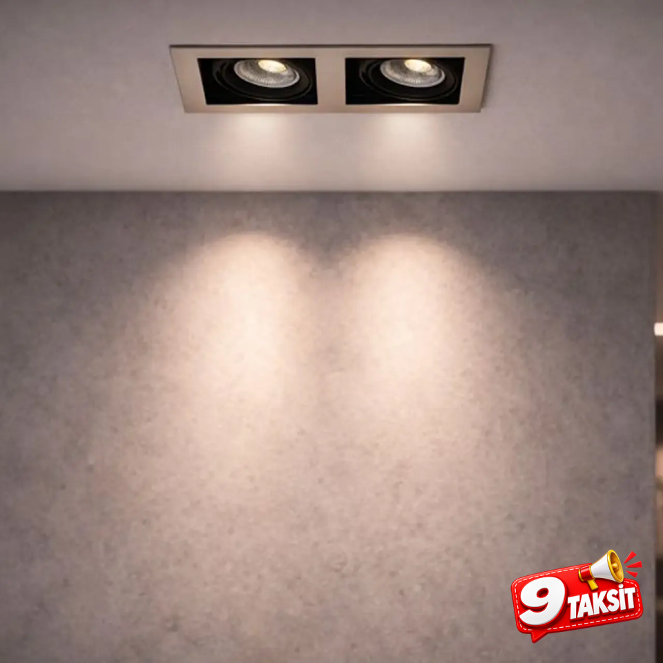 CATA Pars İkili LED Spot Kasası Satin