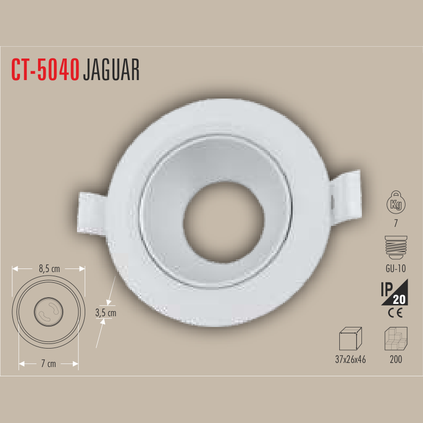 CATA Jaguar LED Spot Kasası Beyaz