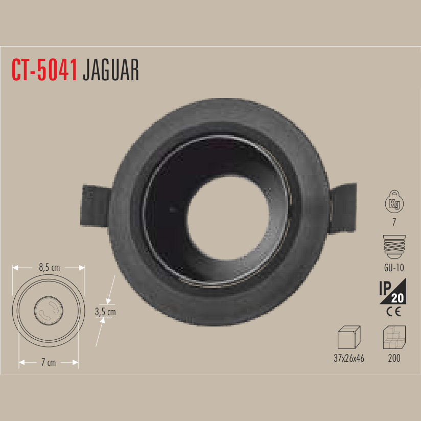 CATA Jaguar LED Spot Kasası Siyah