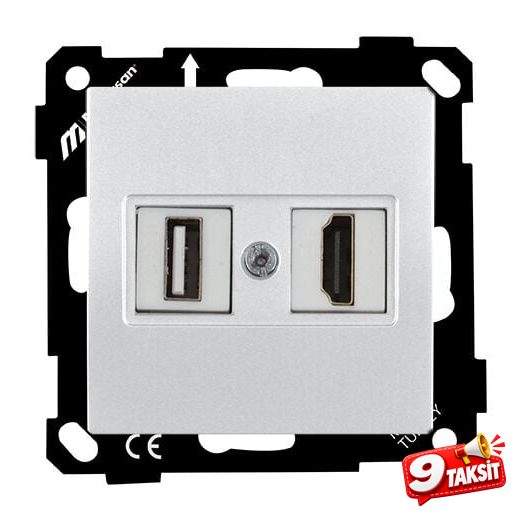 Mutlu San Elitra MEK+TUŞ DATA PRİZİ 1*USB/1*HDMI (Mekanizma) - Ürün Görseli