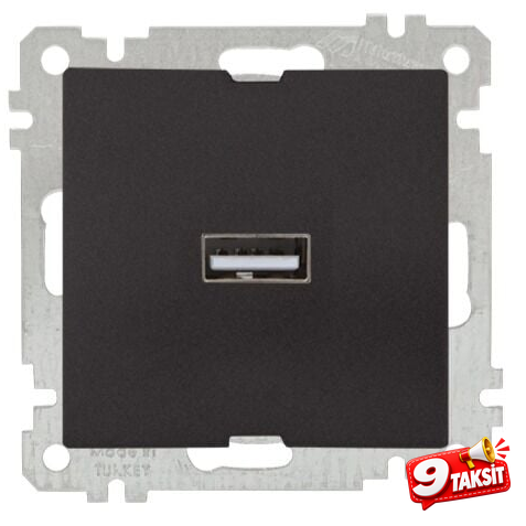 Mutlu San Candela MEK+TUŞ TEKLİ USB ŞARJ PRİZİ Siyah (v2)