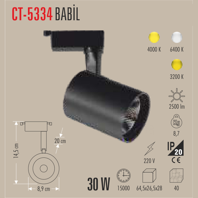 CATA Babil Ray Spot Armatürü 30W