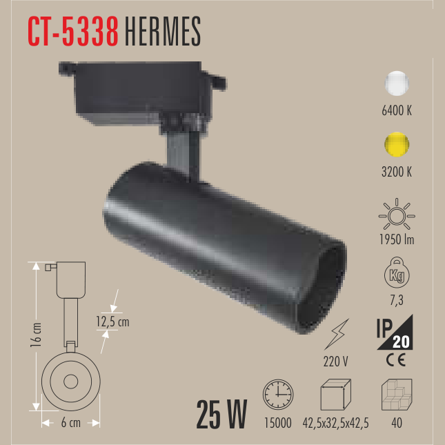 CATA Hermes Ray Spot Armatürü 25W
