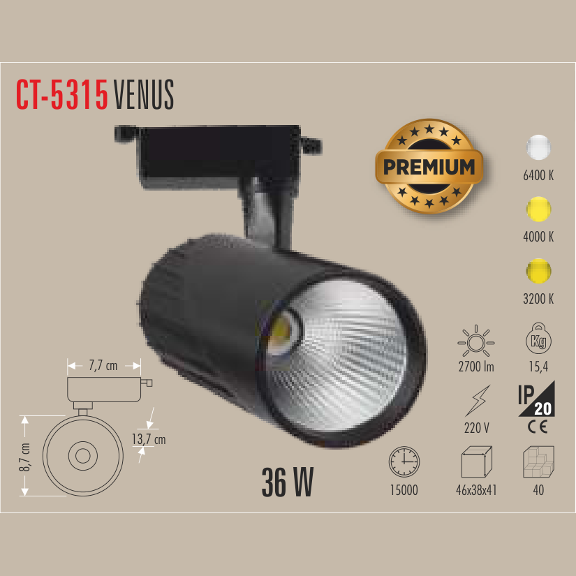 CATA Venus Ray Spot Armatürü 36W (Ray Armatür Sistemleri) - Kullanım Görseli