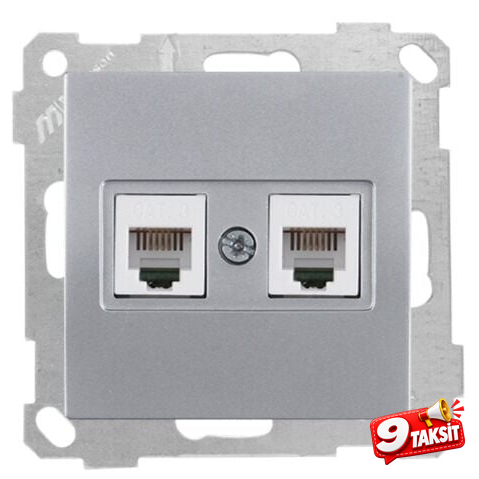 Mutlu San Candela MEK+TUŞ TELEFON PRİZİ 2XRJ12 (CAT3) İnox (v1)