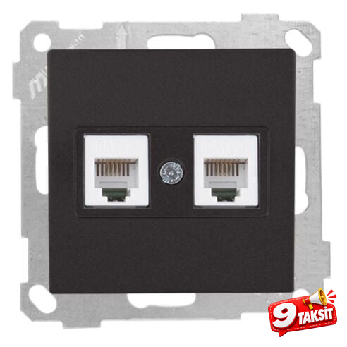 Mutlu San Candela MEK+TUŞ TELEFON PRİZİ 2XRJ12 (CAT3) Siyah (v1)